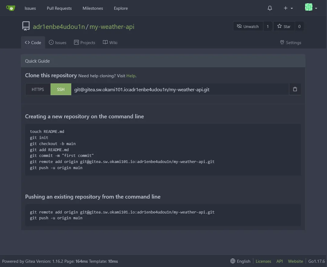 Gitea new repository