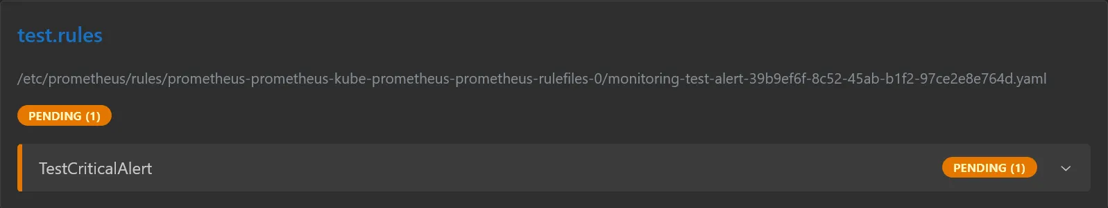 Prometheus Alerts Pending